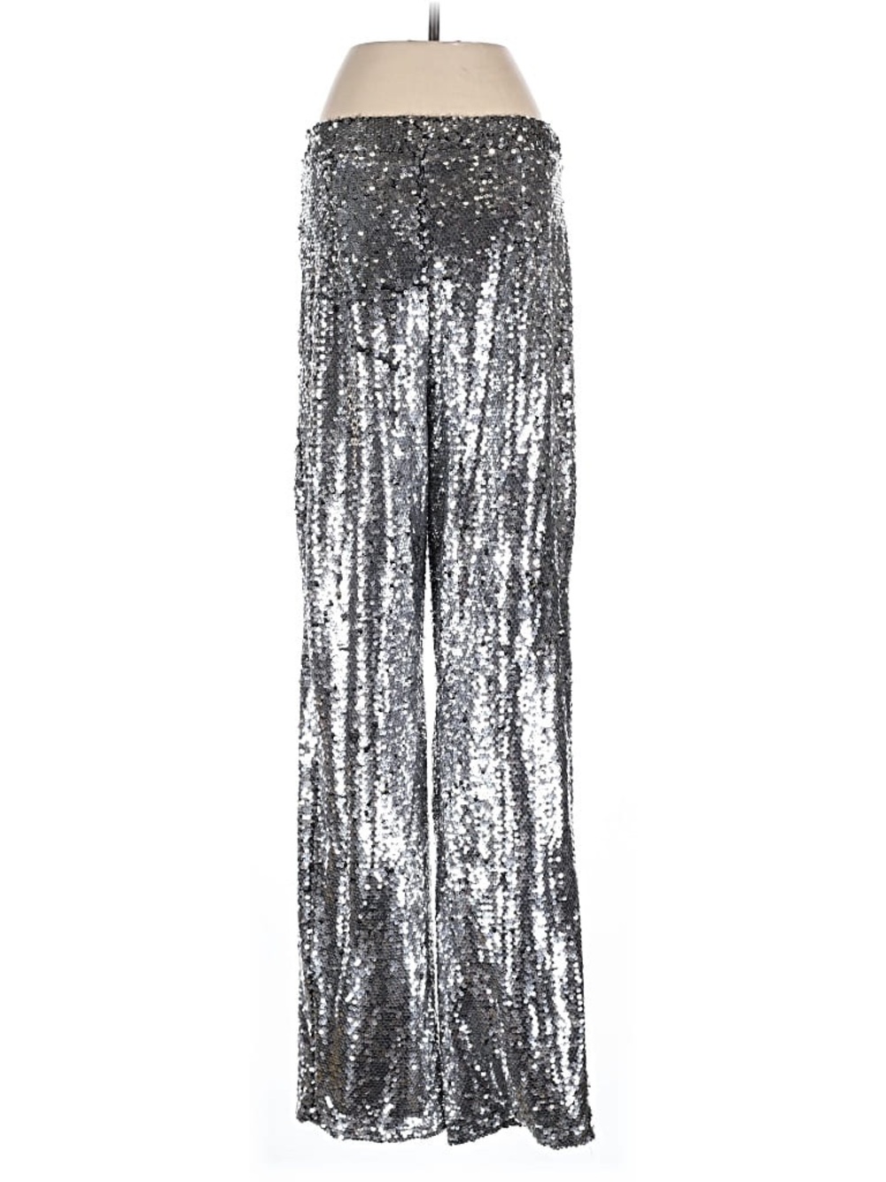Nasty Gal Silver Sequin Wide-Leg Pants